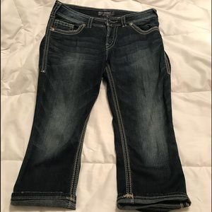 Silver cropped jeans. Size 28. In great condition!
